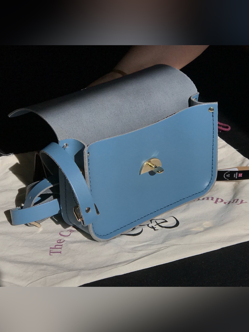 The Cambridge Satchel Company - Blue Leather Crossbody Bag with Gold Hardware